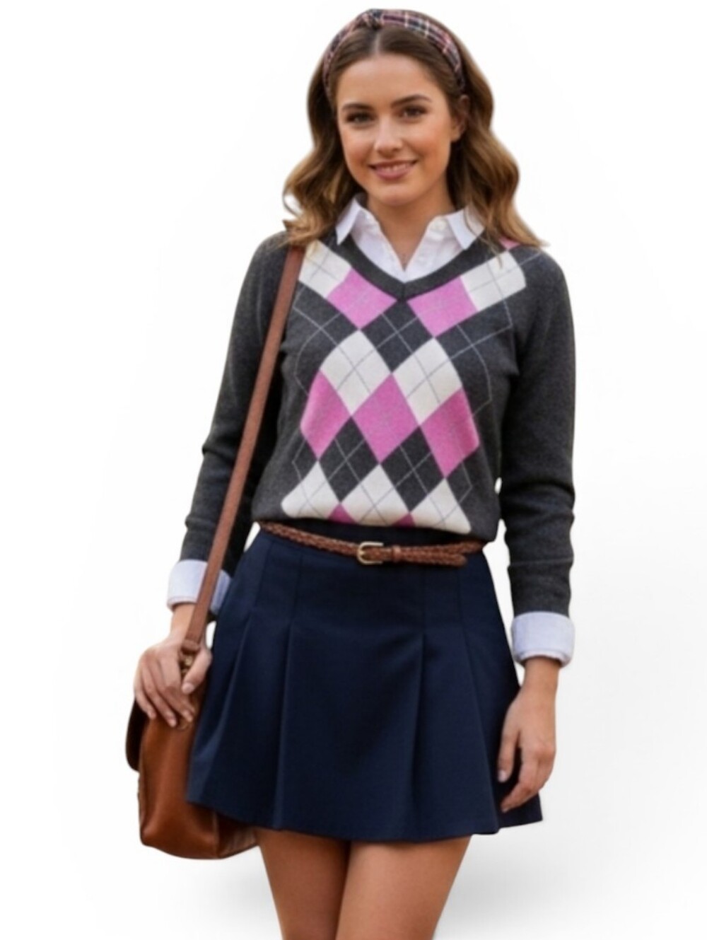 Croft & Barrow Argyle Preppy V-Neck Sweater SZ PXS